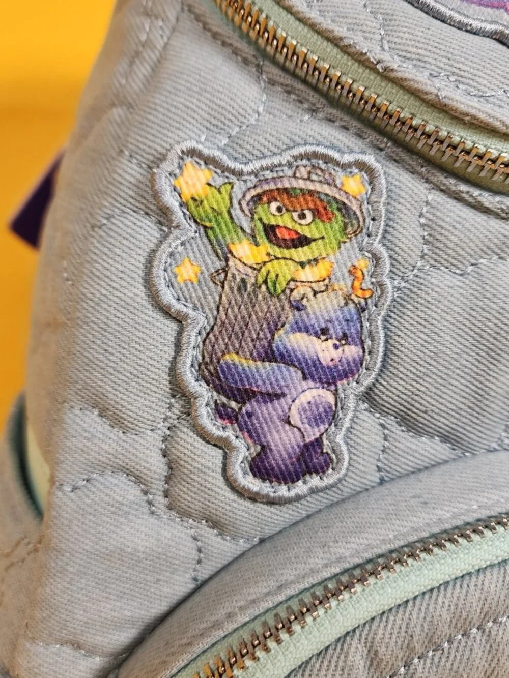 Loungefly Care Bears x Sesame Street Denim Quilted Mini Backpack with Coin Purse